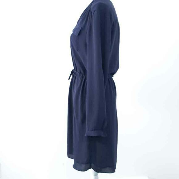 Dalia Dress Size 4 Navy Blue Drawstring Waist Long Sleeve, Knee Length, Casual - Picture 3 of 8